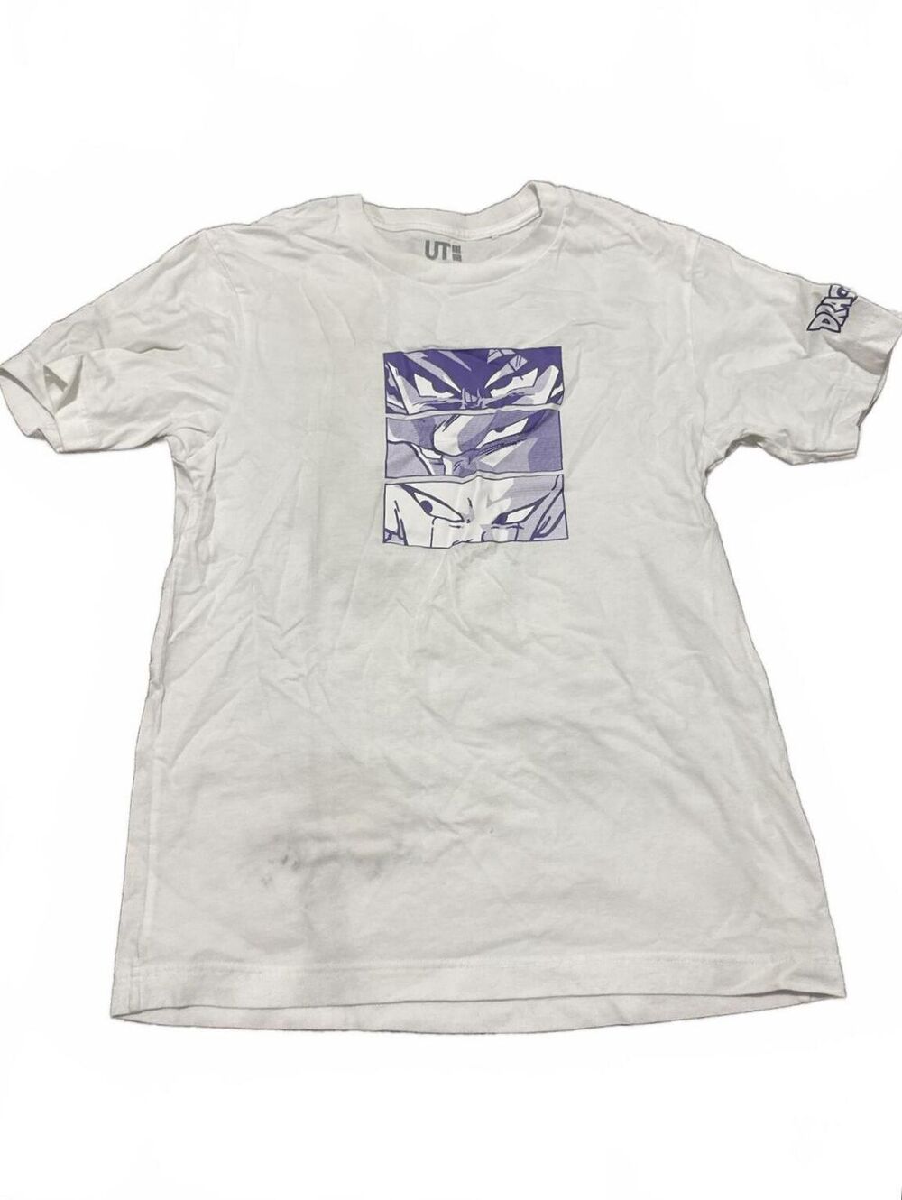 Uniqlo T-Shirt Dragon Ball Graphic Casual White Purple - Mens XXS